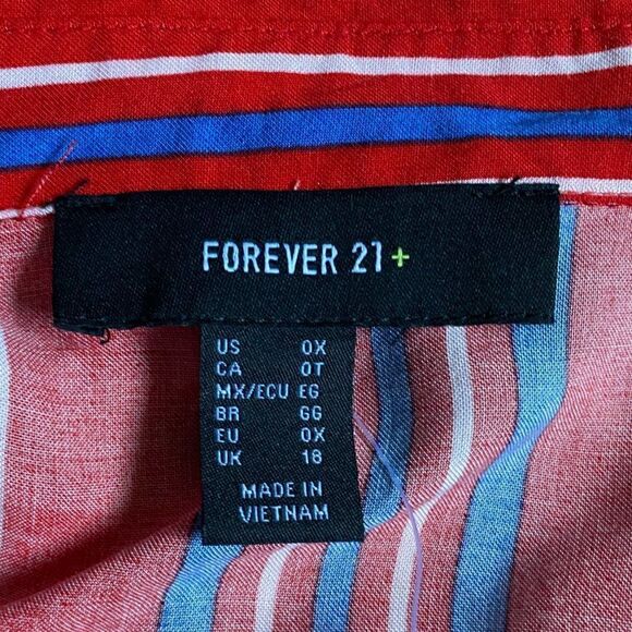 FOREVER 21 Plus Women's Red Blue Striped Crop Top US 0X - Picture 5 of 7